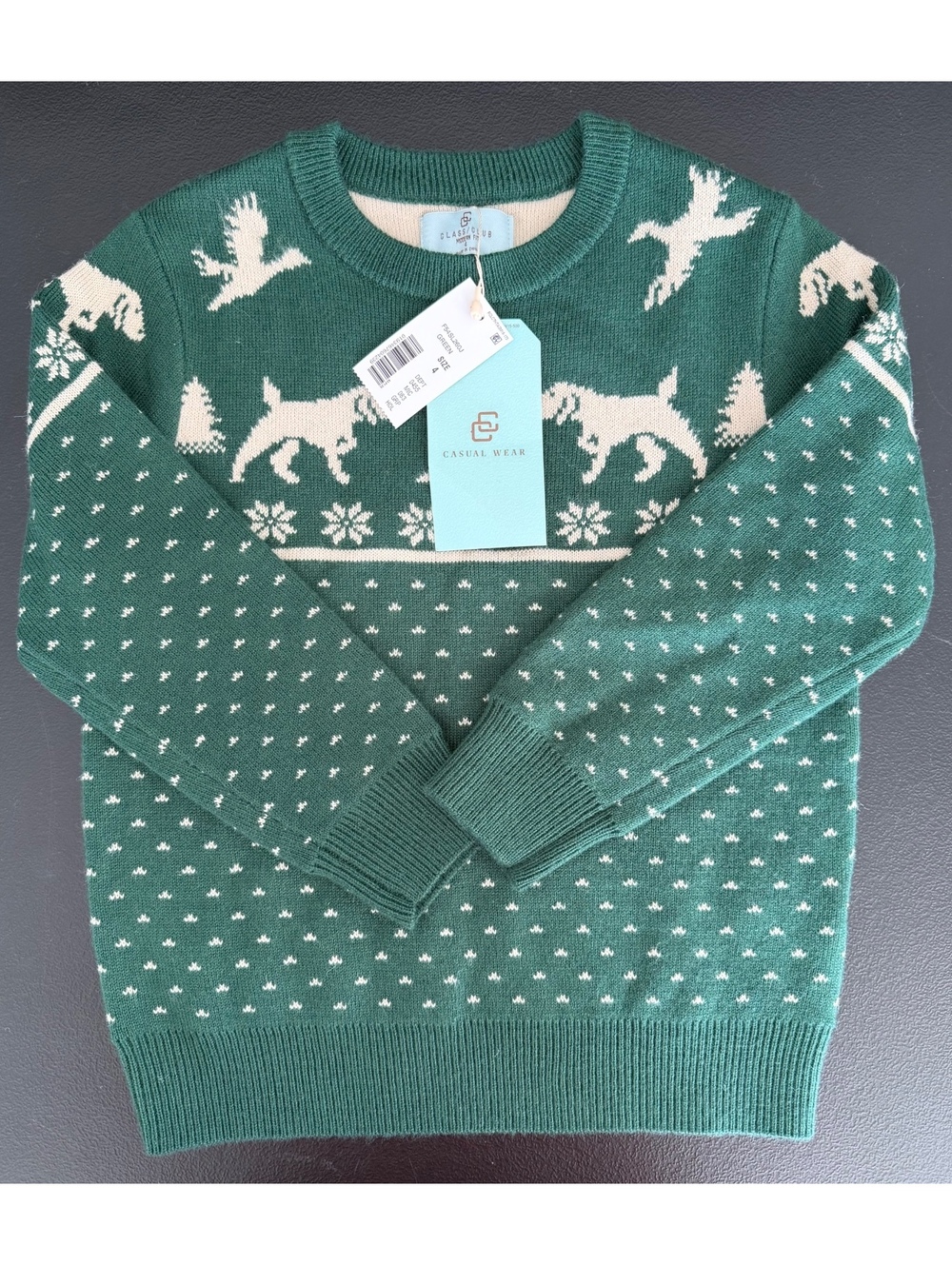 Class Club Green Holiday Sweater Boys Size 4